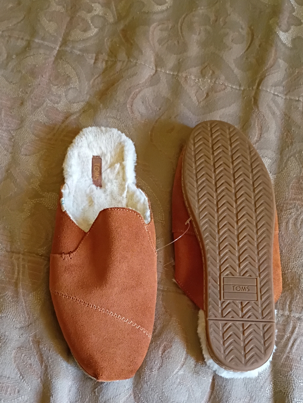 Toms Rust Suede Fleece-Lined Slip-On Mules